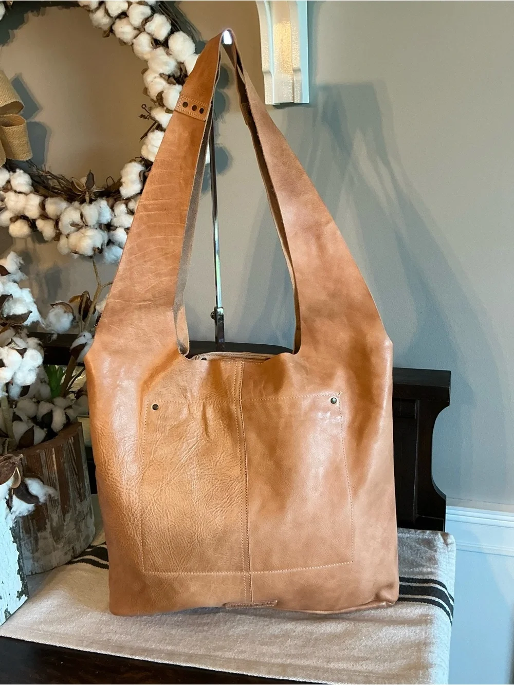NWT Bed Stu Leather Ariel Max Hobo Shoulder Bag Oats DD Dip Dyed Retail $248